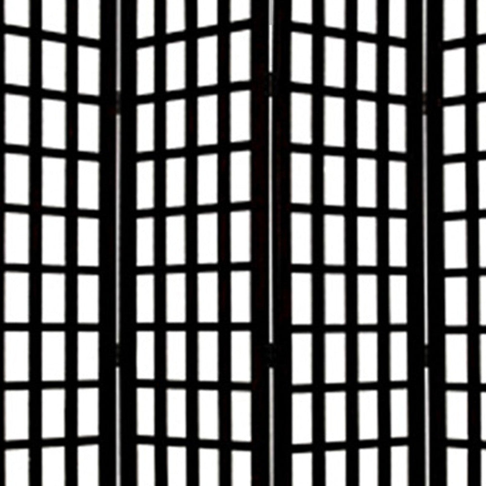 Black And White Folding Four Panel Screen Room Divider By Homeroots | Room Dividers | Modishstore - 4
