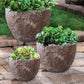 Set of Three Brown Stone Indoor Outdoor Round Pot Planter By Homeroots | Outdoor Planters, Troughs & Cachepots | Modishstore - 3