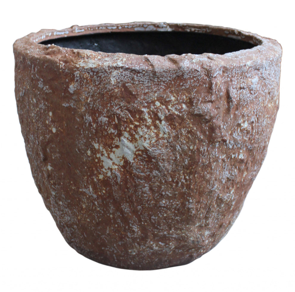 Set of Three Brown Stone Indoor Outdoor Round Pot Planter By Homeroots | Outdoor Planters, Troughs & Cachepots | Modishstore - 2