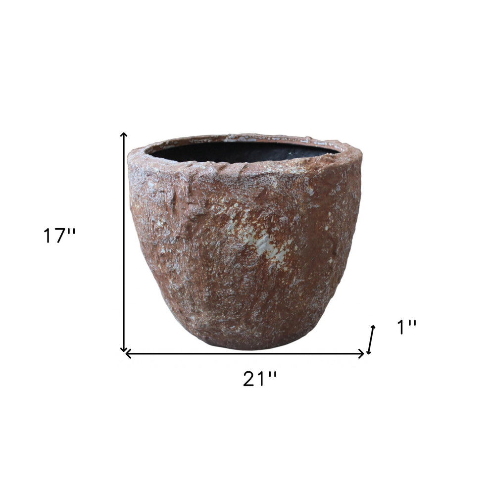Set of Three Brown Stone Indoor Outdoor Round Pot Planter By Homeroots | Outdoor Planters, Troughs & Cachepots | Modishstore - 5