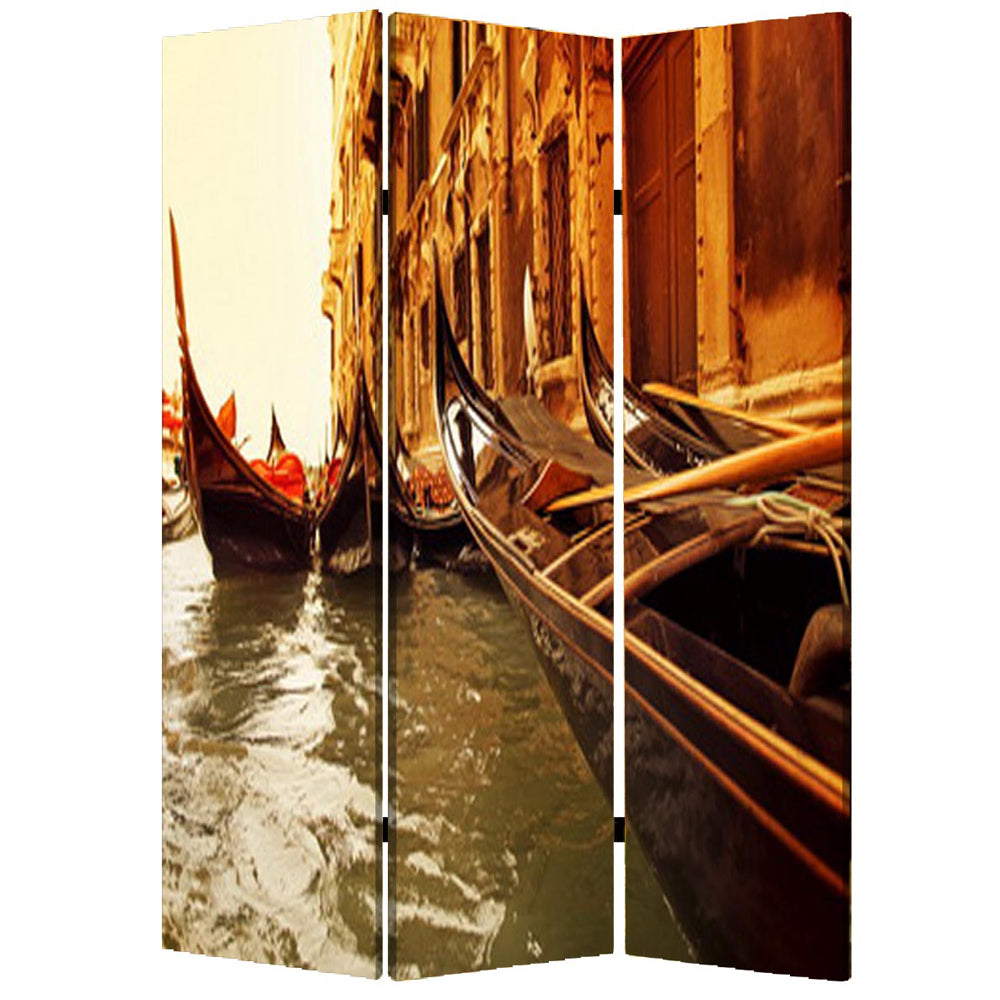 Multi Color Wood Canvas Venice Screen By Homeroots | Room Dividers | Modishstore - 1