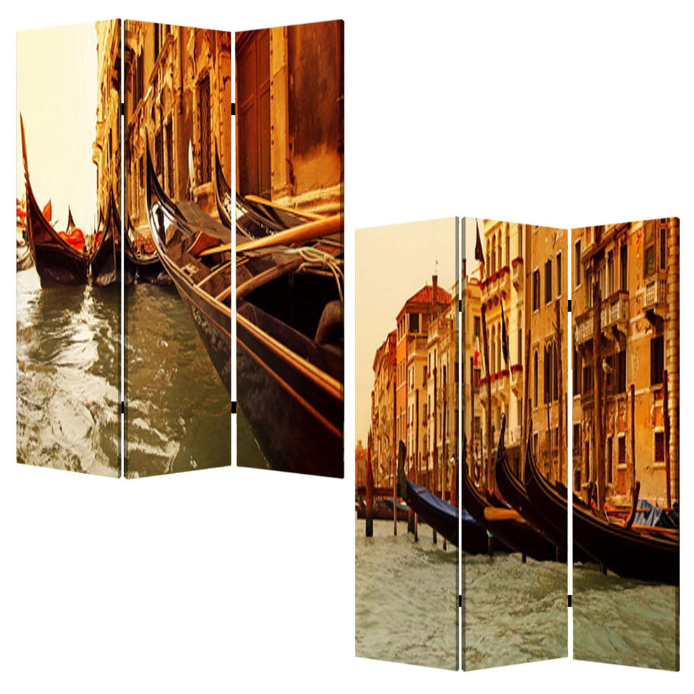 Multi Color Wood Canvas Venice Screen By Homeroots | Room Dividers | Modishstore - 6