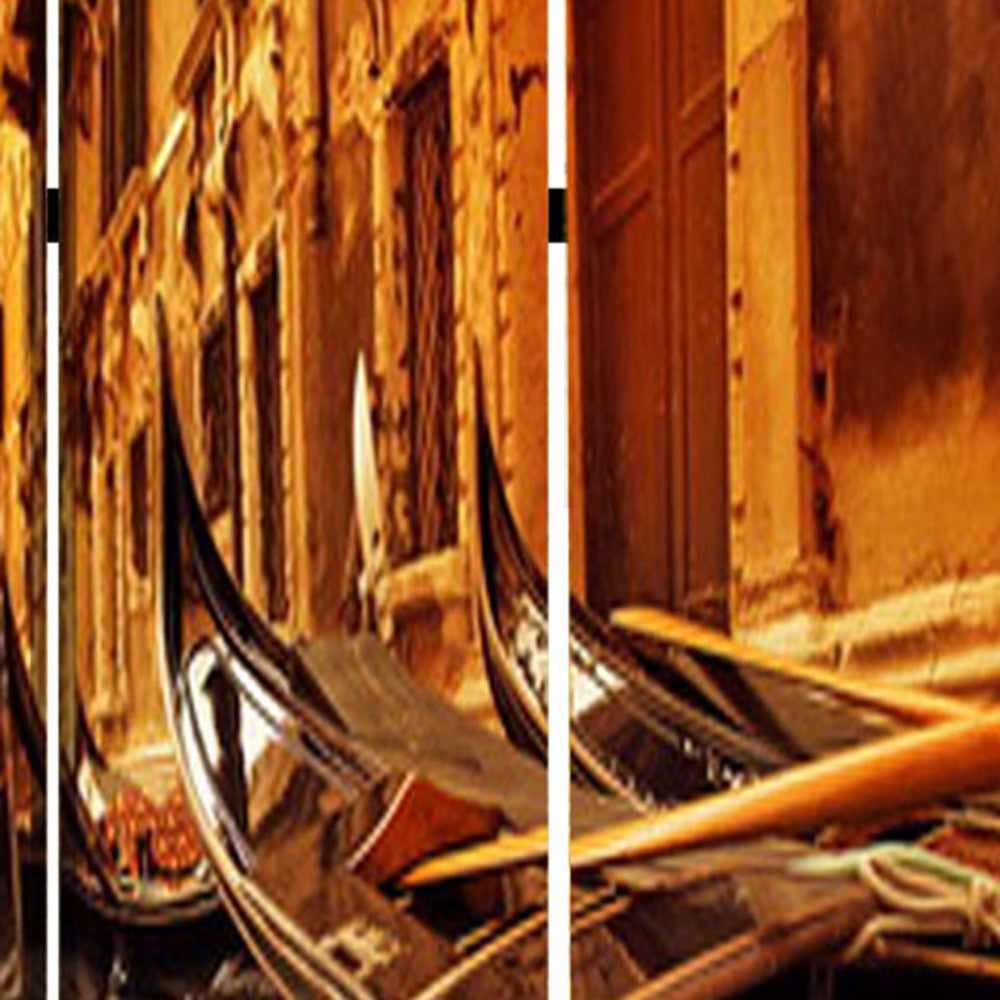 Multi Color Wood Canvas Venice Screen By Homeroots | Room Dividers | Modishstore - 5