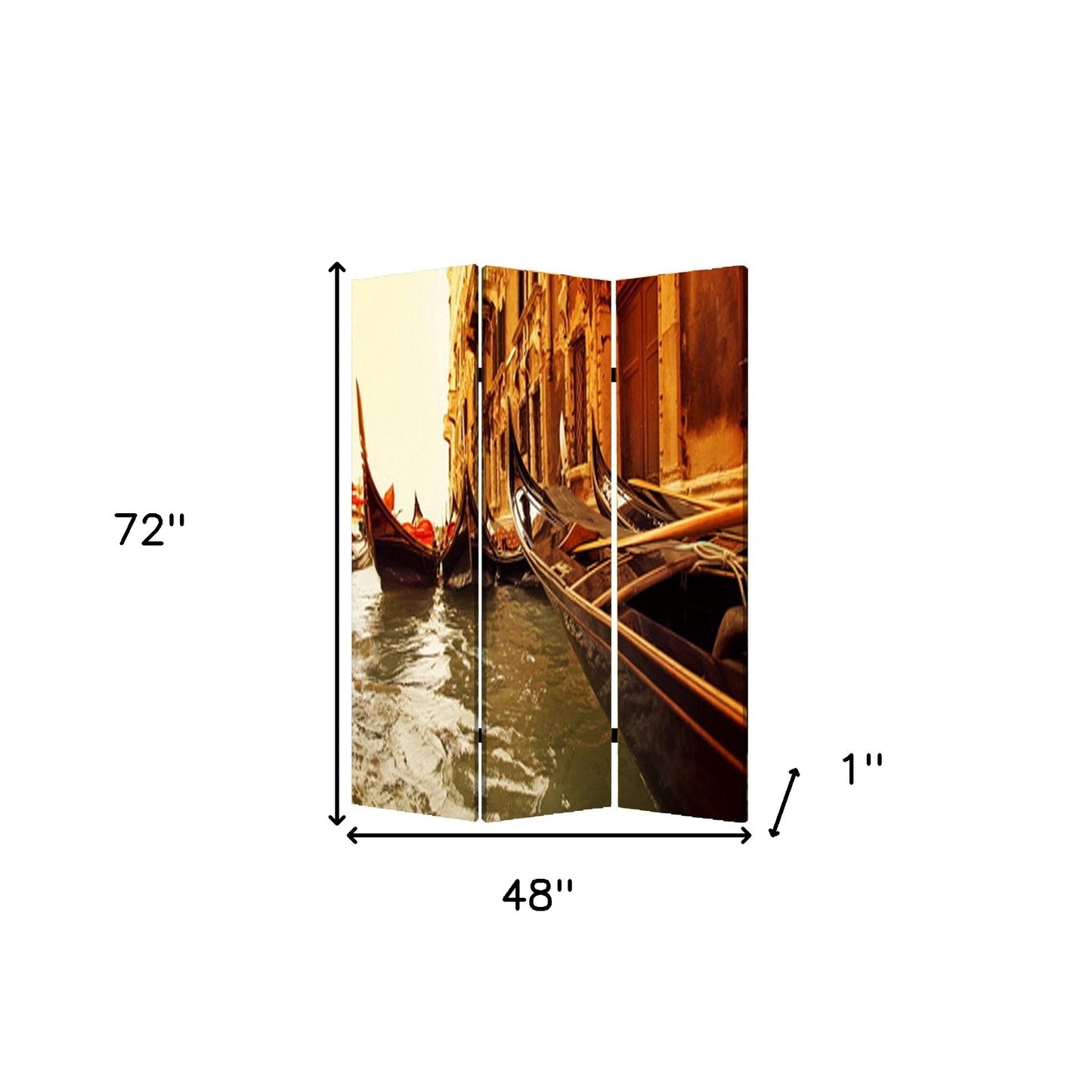 Multi Color Wood Canvas Venice Screen By Homeroots | Room Dividers | Modishstore - 4