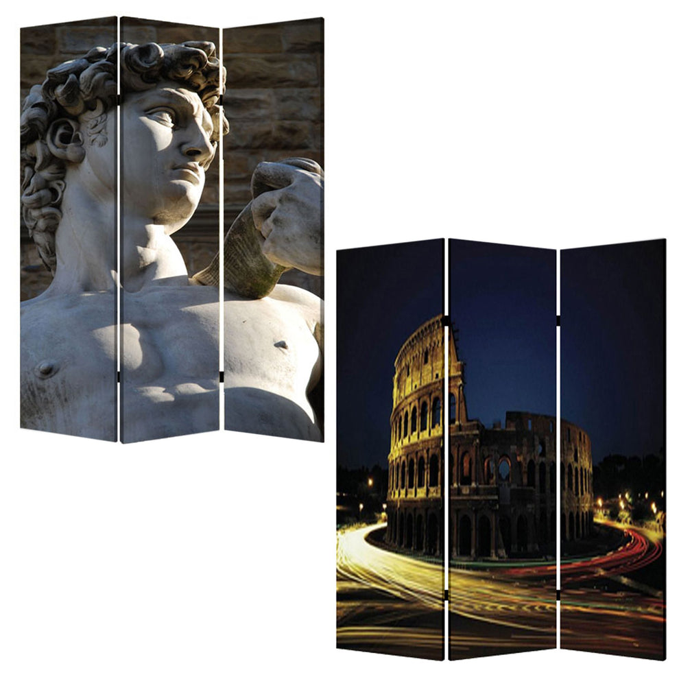 Multi Color Wood Canvas Rome Screen By Homeroots | Room Dividers | Modishstore - 6