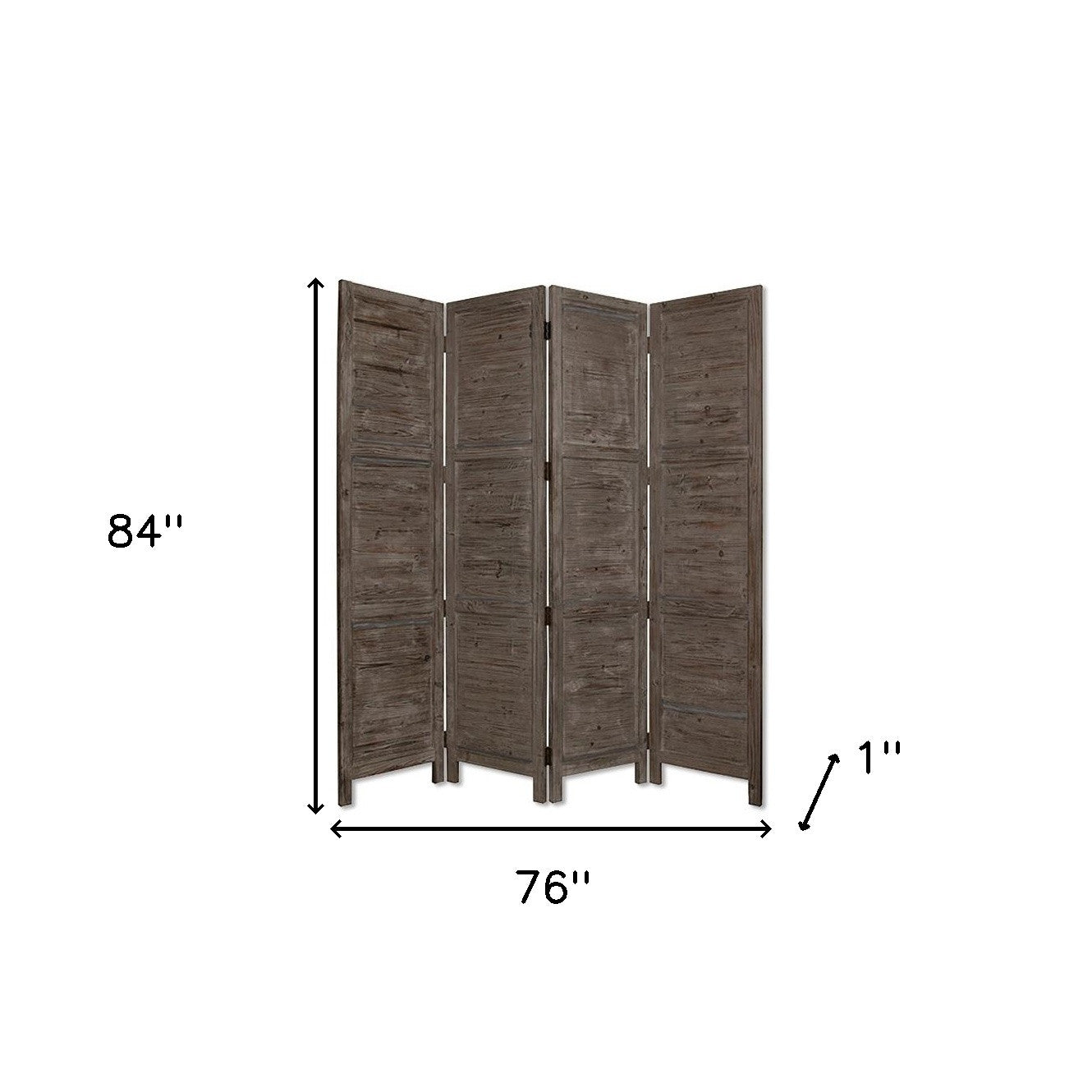 Gray Folding Four Panel Screen Room Divider By Homeroots | Room Dividers | Modishstore - 2