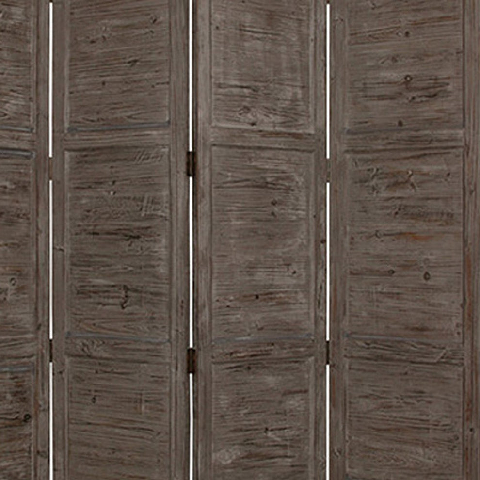Gray Folding Four Panel Screen Room Divider By Homeroots | Room Dividers | Modishstore - 3