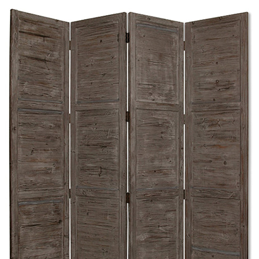 Gray Folding Four Panel Screen Room Divider By Homeroots | Room Dividers | Modishstore - 4
