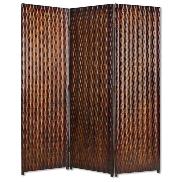 Brown Wood 3 Panel Screen By Homeroots | Room Dividers | Modishstore - 1