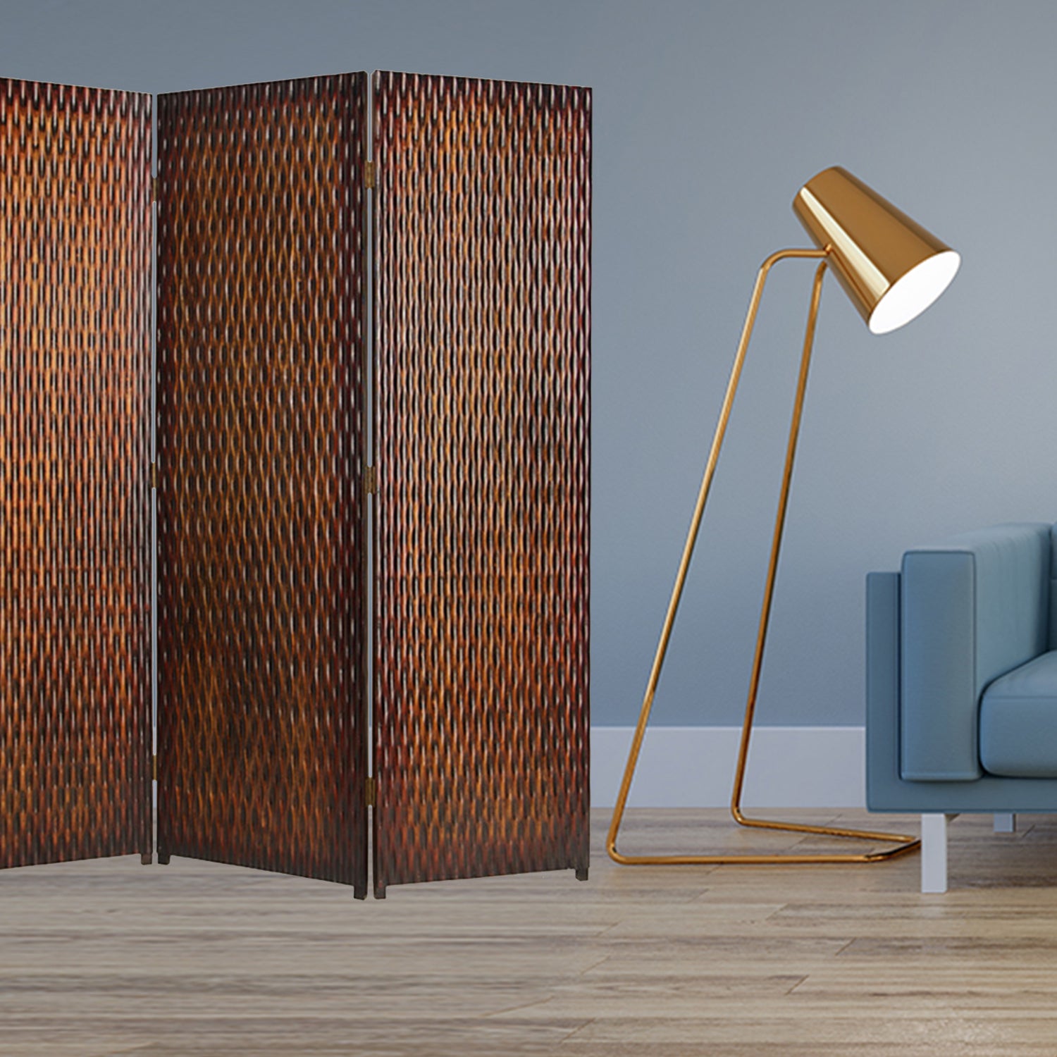 Brown Wood 3 Panel Screen By Homeroots | Room Dividers | Modishstore - 5