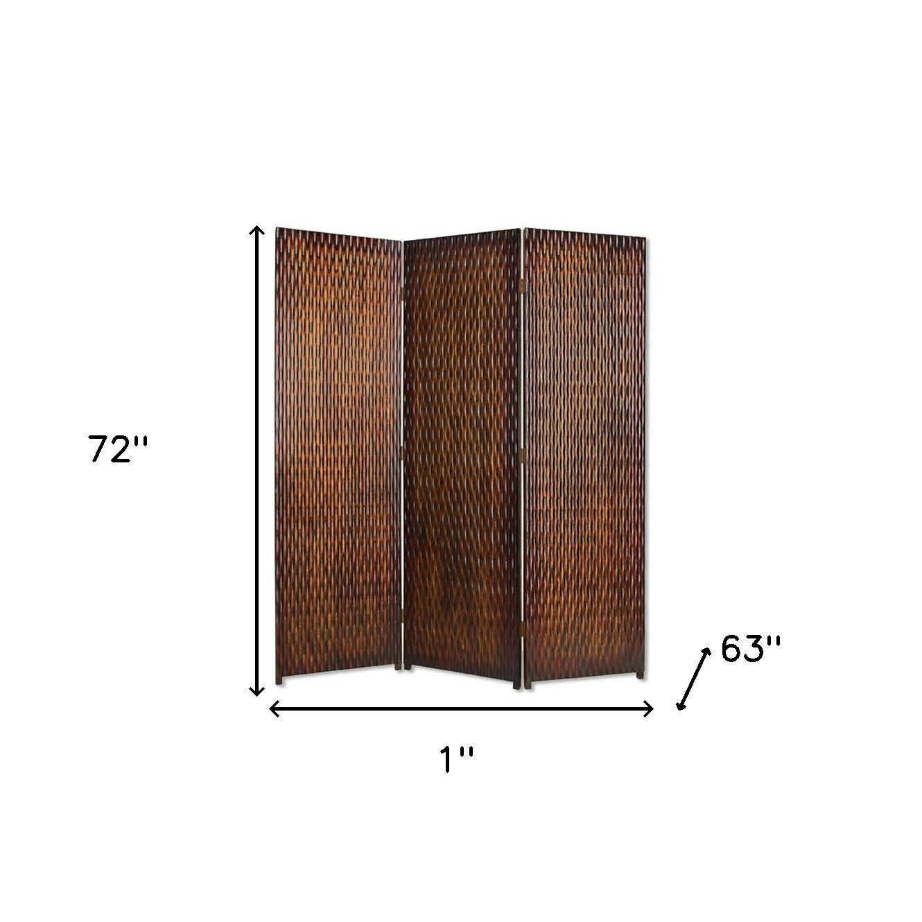 Brown Wood 3 Panel Screen By Homeroots | Room Dividers | Modishstore - 2