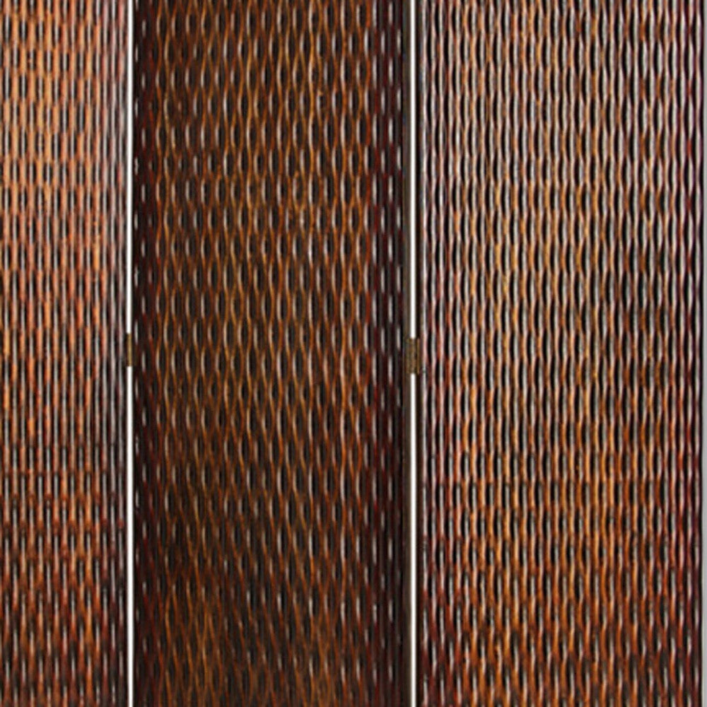 Brown Wood 3 Panel Screen By Homeroots | Room Dividers | Modishstore - 3