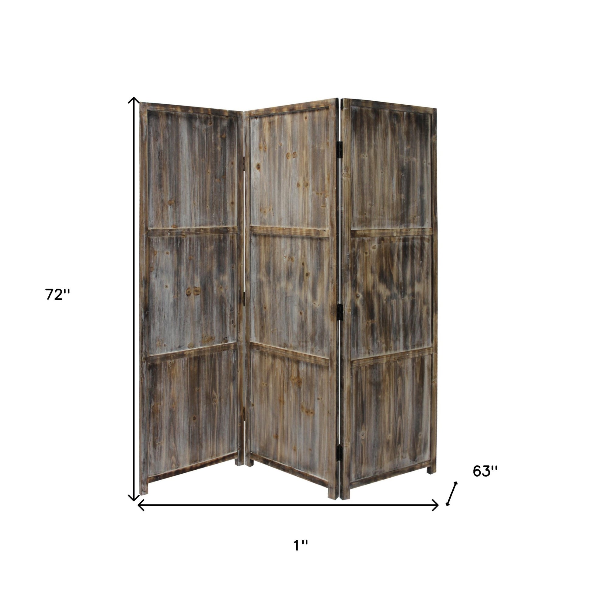 Brown 3 Panel Solid Wood Fortress Screen By Homeroots | Room Dividers | Modishstore - 4