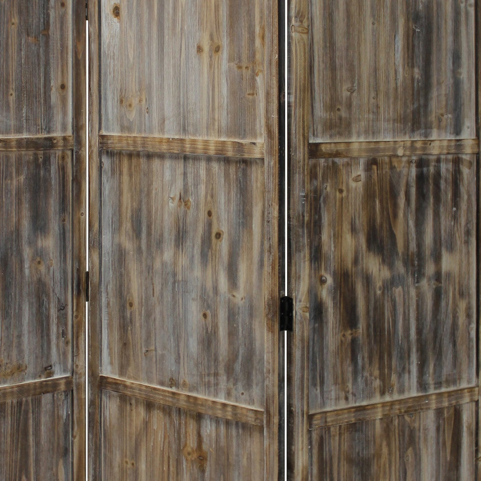 Brown 3 Panel Solid Wood Fortress Screen By Homeroots | Room Dividers | Modishstore - 2