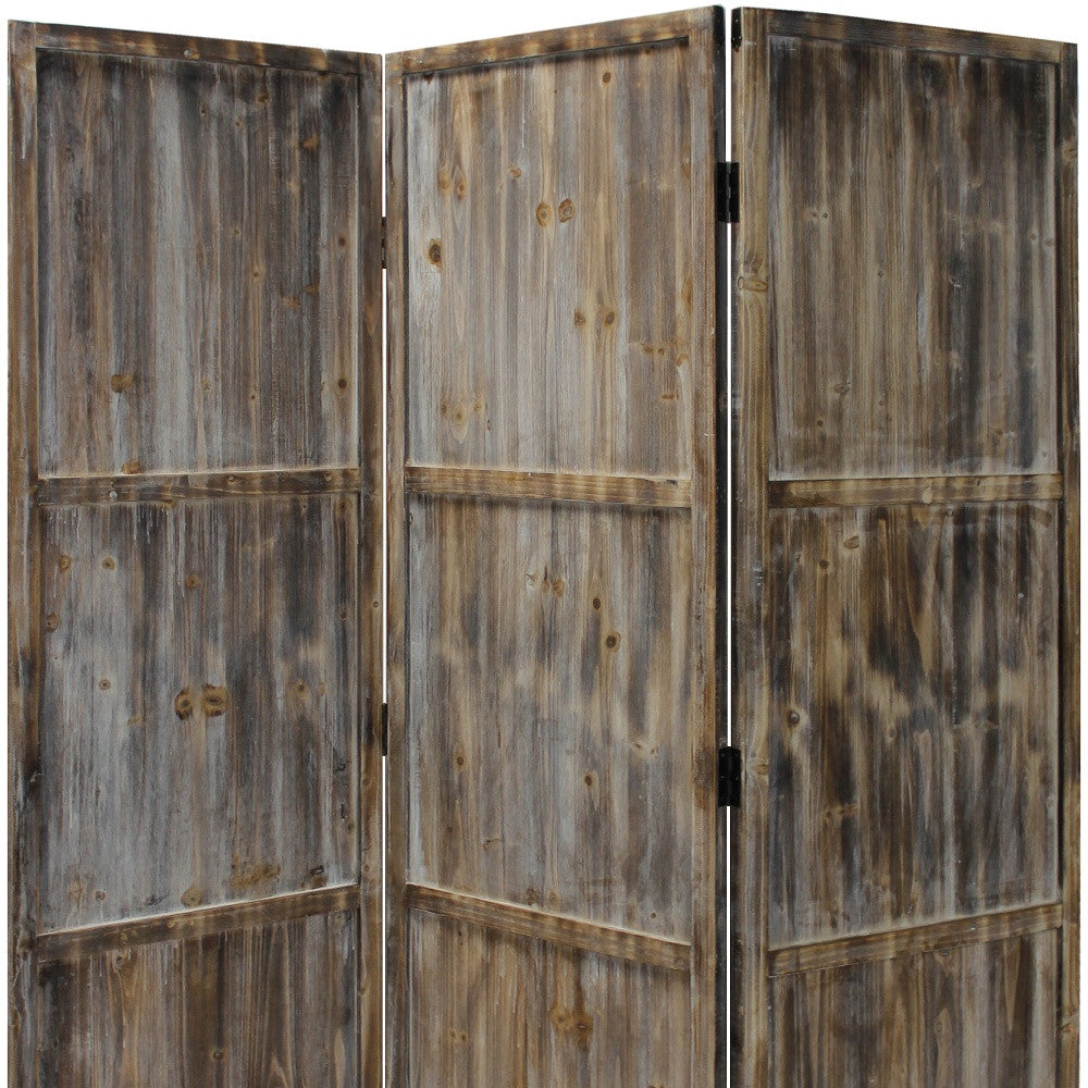 Brown 3 Panel Solid Wood Fortress Screen By Homeroots | Room Dividers | Modishstore - 3