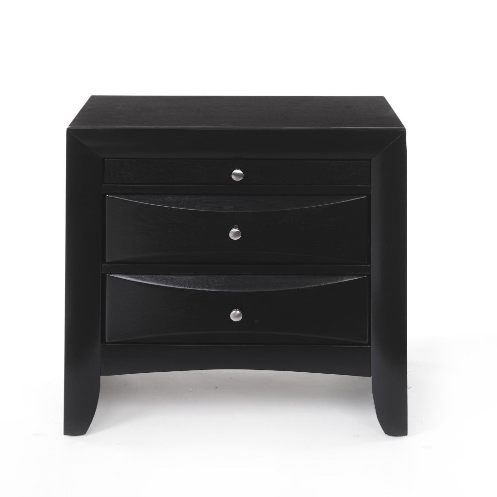 Dark Brown Three Drawer Nightstand By Homeroots | Nightstands | Modishstore - 4
