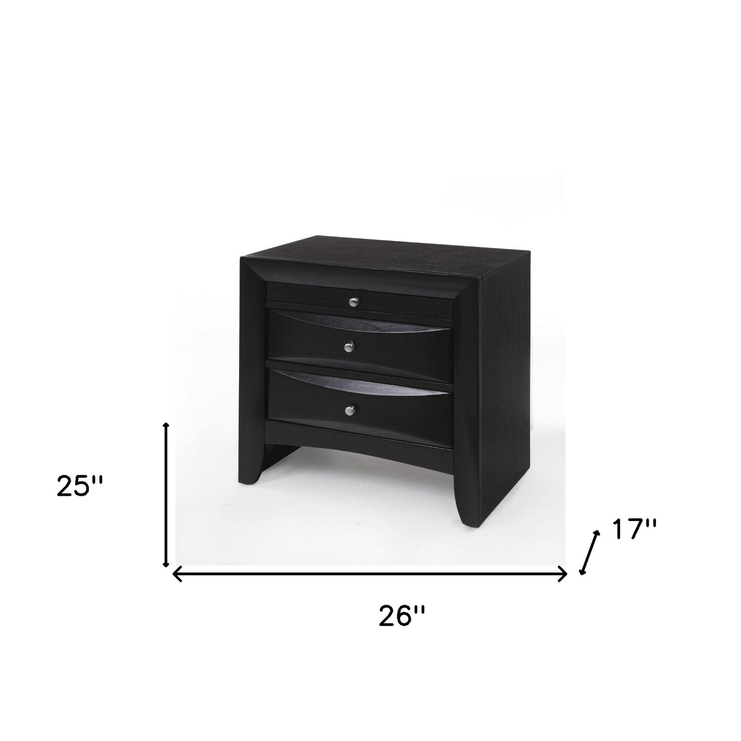 Dark Brown Three Drawer Nightstand By Homeroots | Nightstands | Modishstore - 3