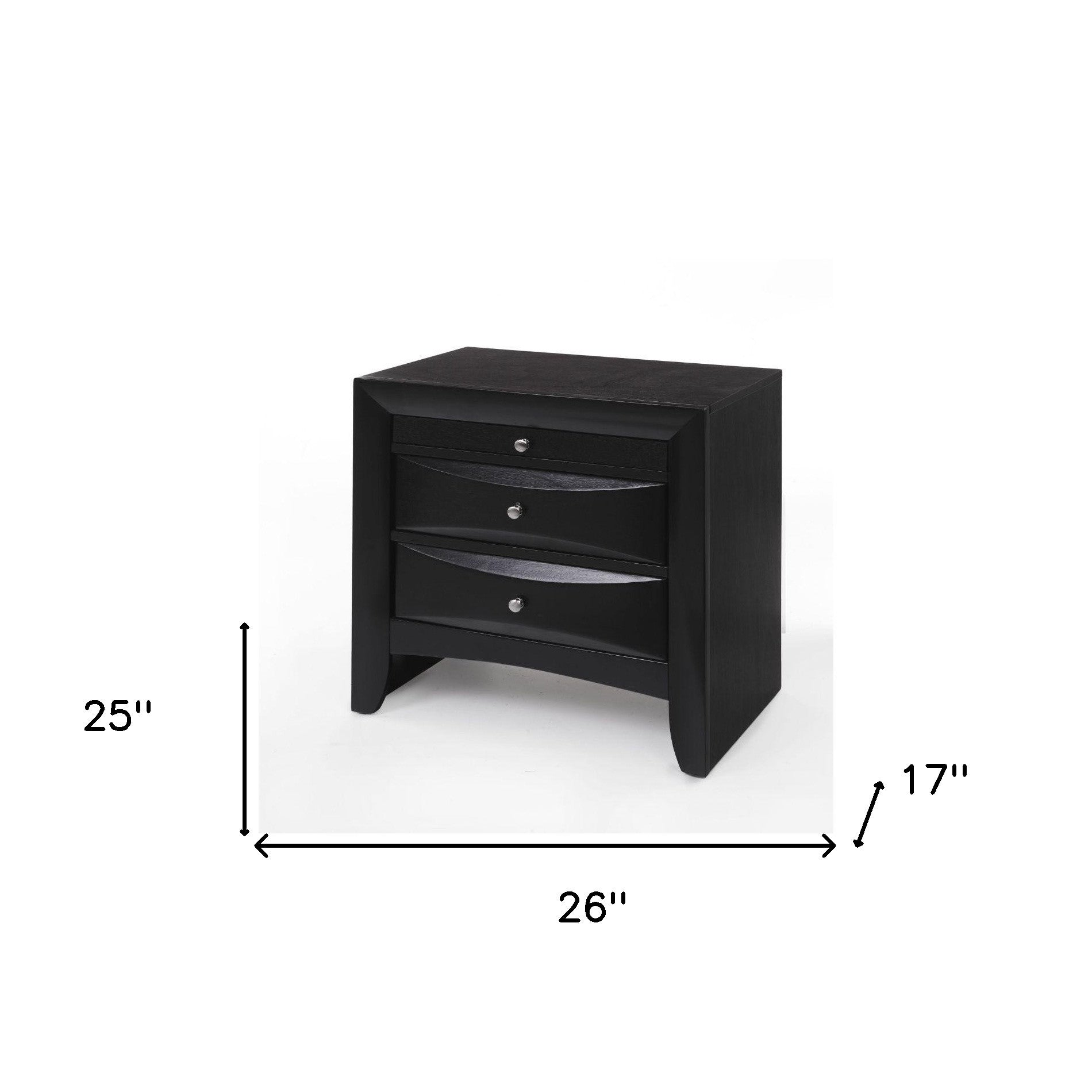 Dark Brown Three Drawer Nightstand By Homeroots | Nightstands | Modishstore - 3