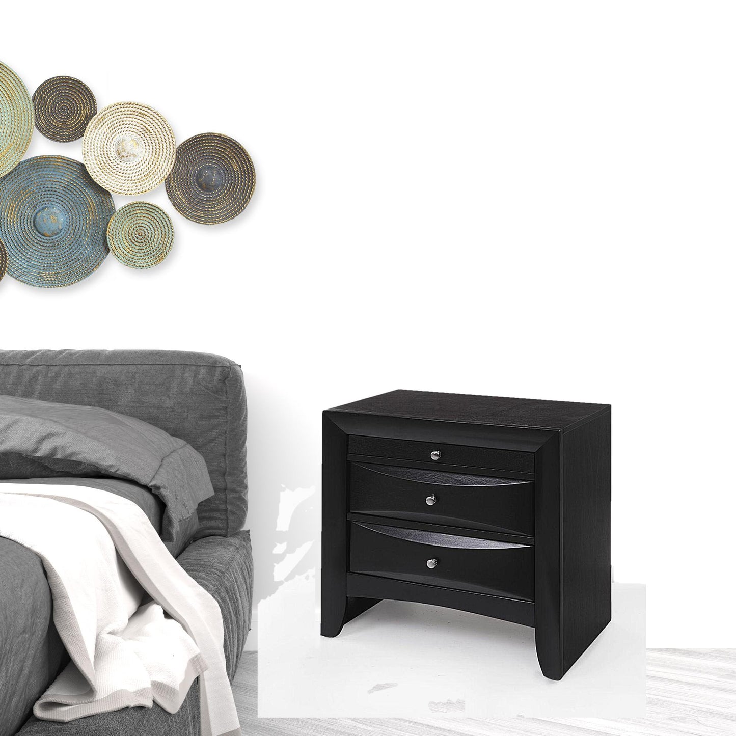 Dark Brown Three Drawer Nightstand By Homeroots | Nightstands | Modishstore - 5