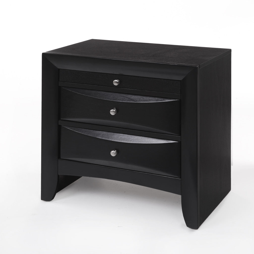 Dark Brown Three Drawer Nightstand By Homeroots | Nightstands | Modishstore - 1