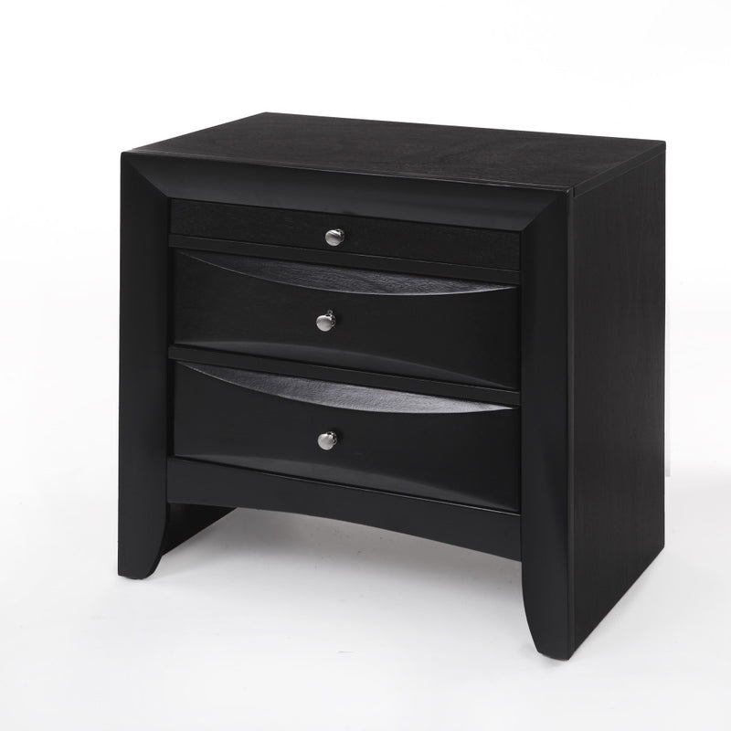Dark Brown Three Drawer Nightstand By Homeroots | Nightstands | Modishstore - 1
