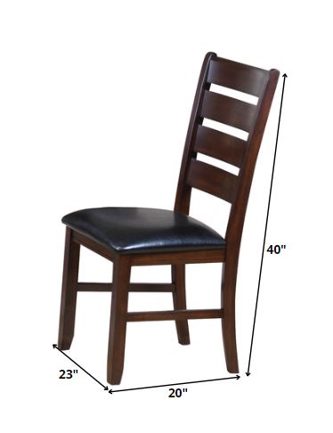 Set of Two Black And Dark Brown Upholstered Faux Leather Slat Back Dining Side Chairs By Homeroots | Dining Chairs | Modishstore - 5