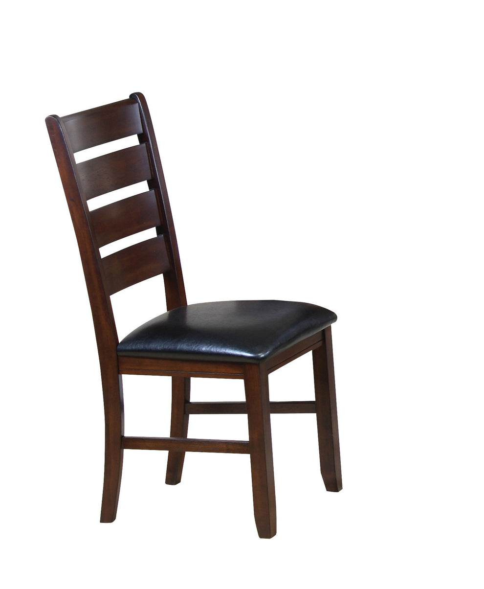 Set of Two Black And Dark Brown Upholstered Faux Leather Slat Back Dining Side Chairs By Homeroots | Dining Chairs | Modishstore - 6