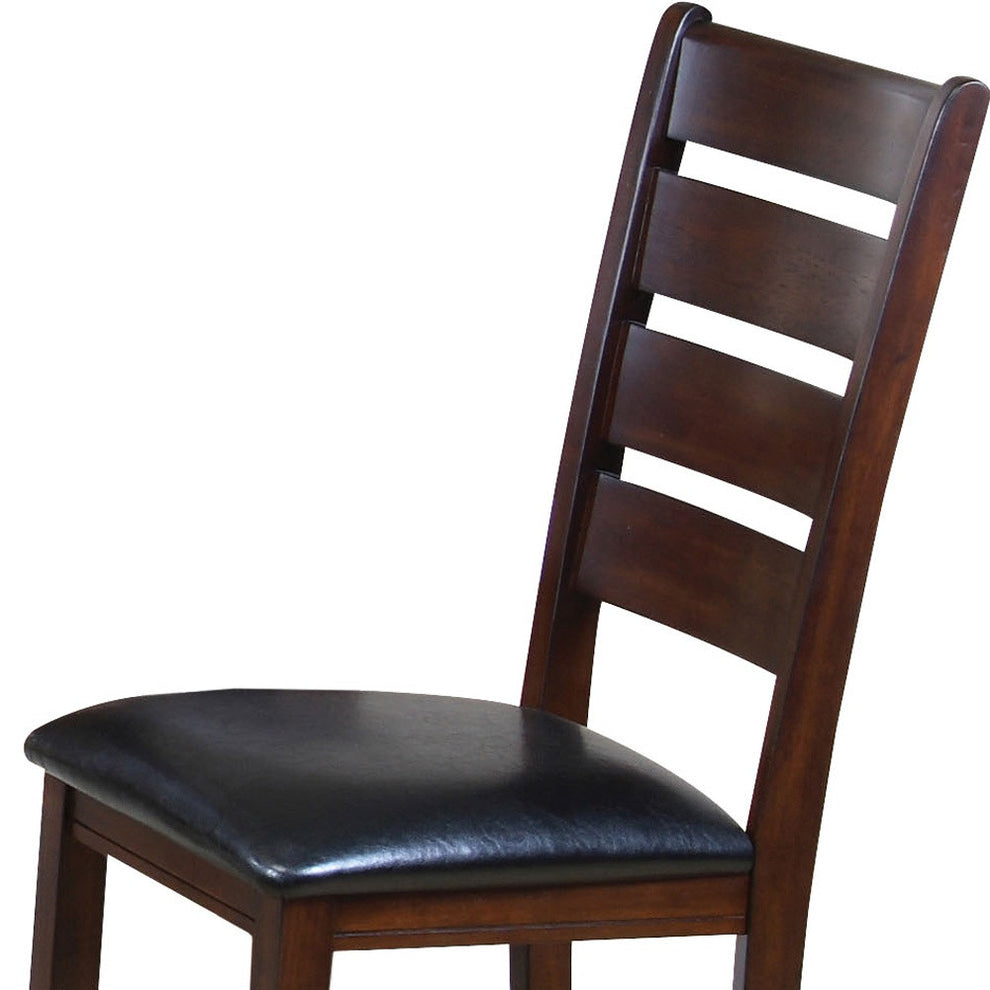 Set of Two Black And Dark Brown Upholstered Faux Leather Slat Back Dining Side Chairs By Homeroots | Dining Chairs | Modishstore - 3