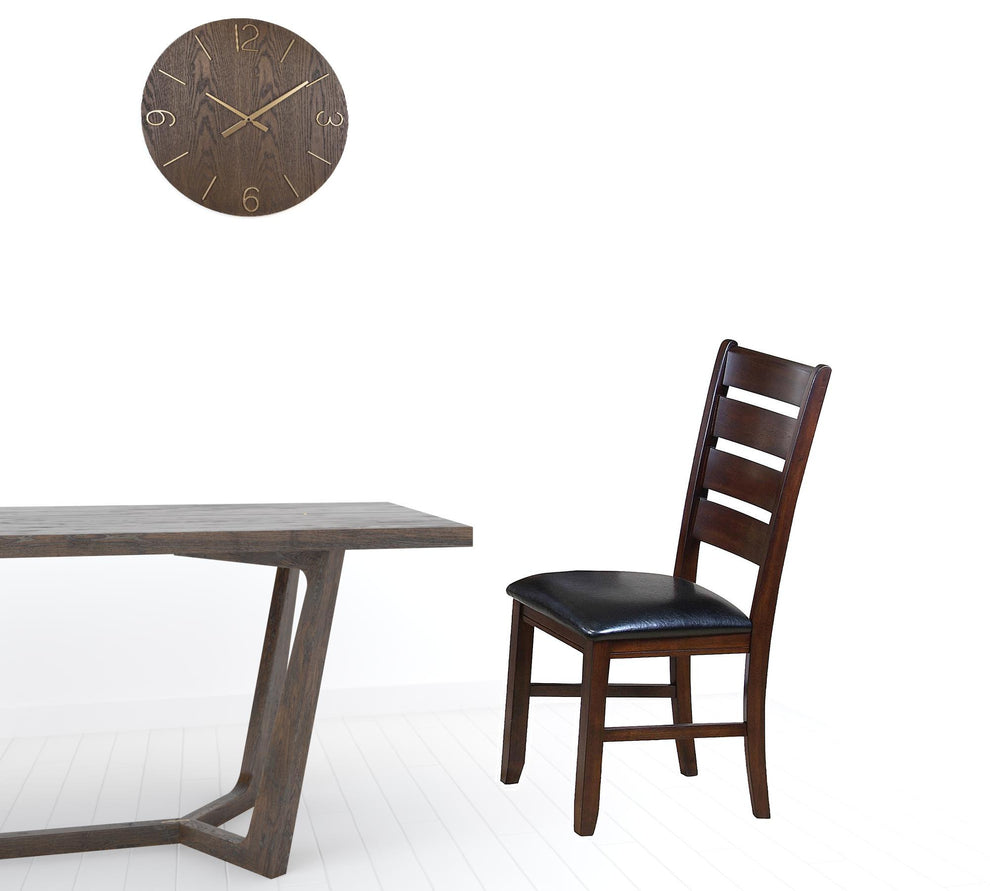 Set of Two Black And Dark Brown Upholstered Faux Leather Slat Back Dining Side Chairs By Homeroots | Dining Chairs | Modishstore - 2