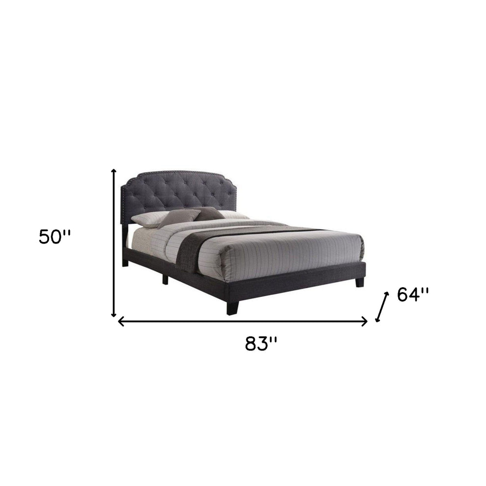 Queen Gray Fabric Bed By Homeroots | Beds | Modishstore - 3