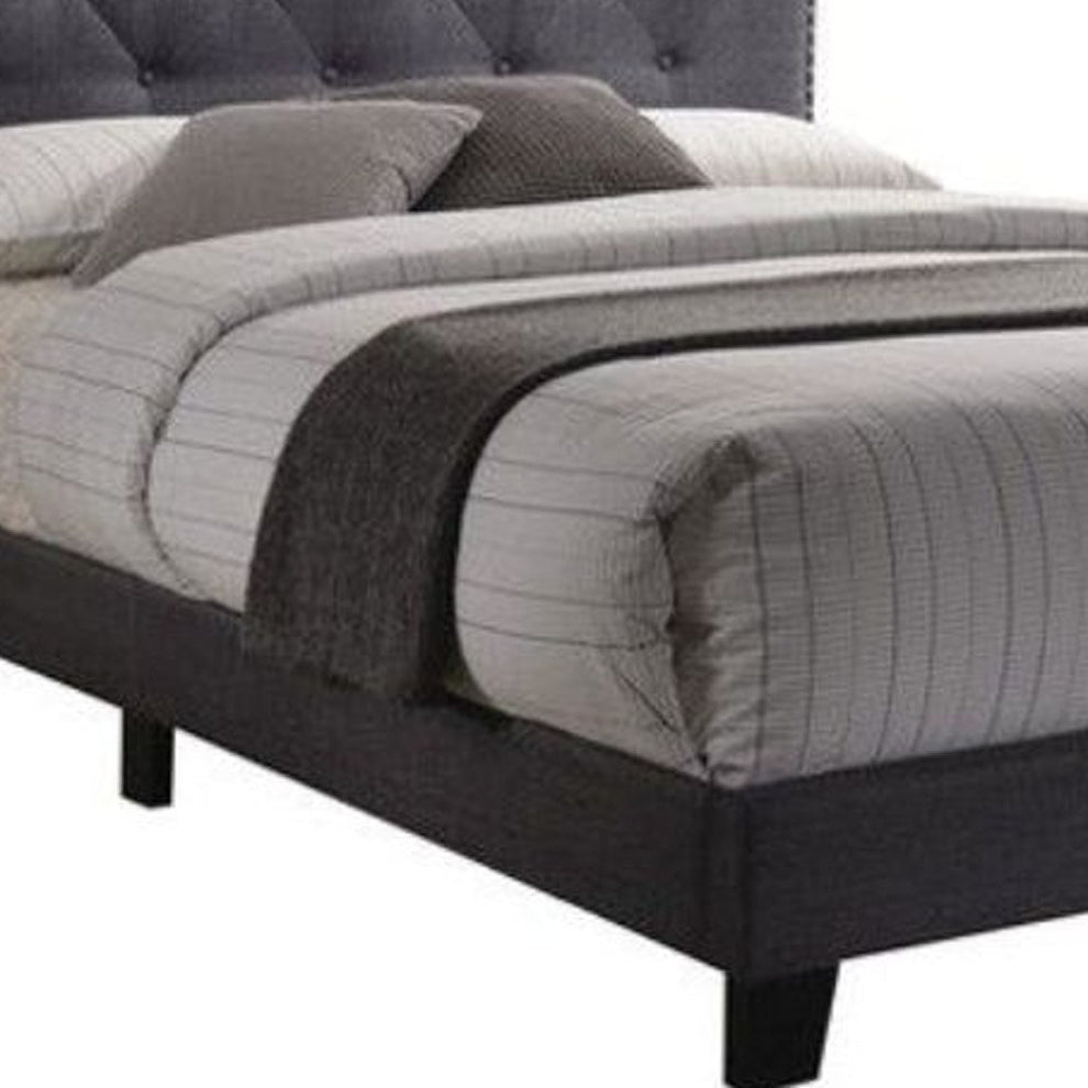 Queen Gray Fabric Bed By Homeroots | Beds | Modishstore - 4