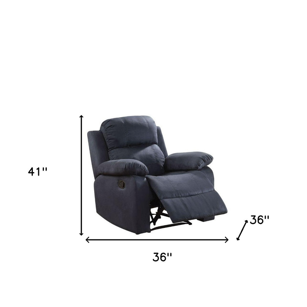 Microfiber Motion Recliner Chair in Blue By Homeroots | Recliners | Modishstore - 4