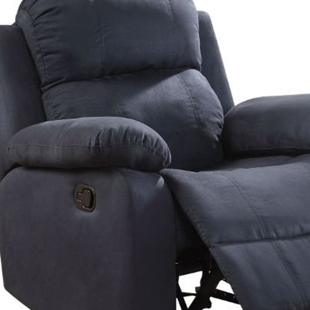 Microfiber Motion Recliner Chair in Blue By Homeroots | Recliners | Modishstore - 5