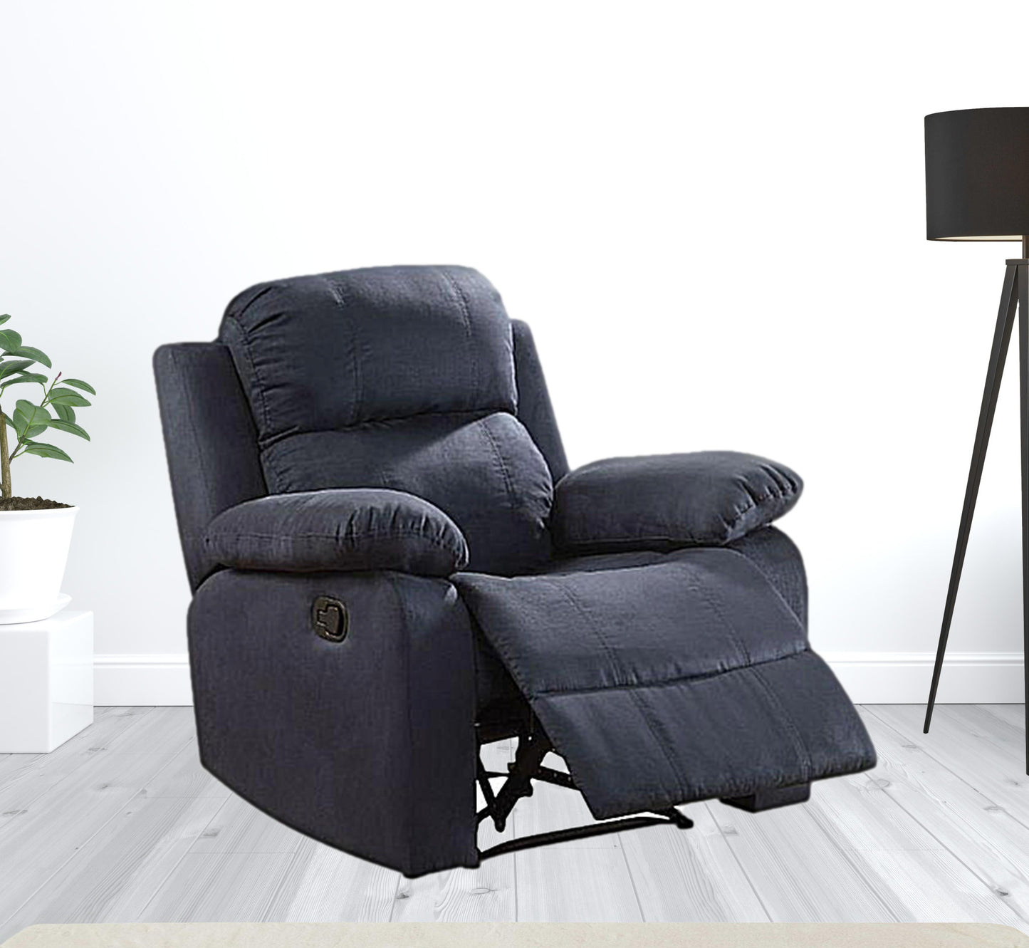 Microfiber Motion Recliner Chair in Blue By Homeroots