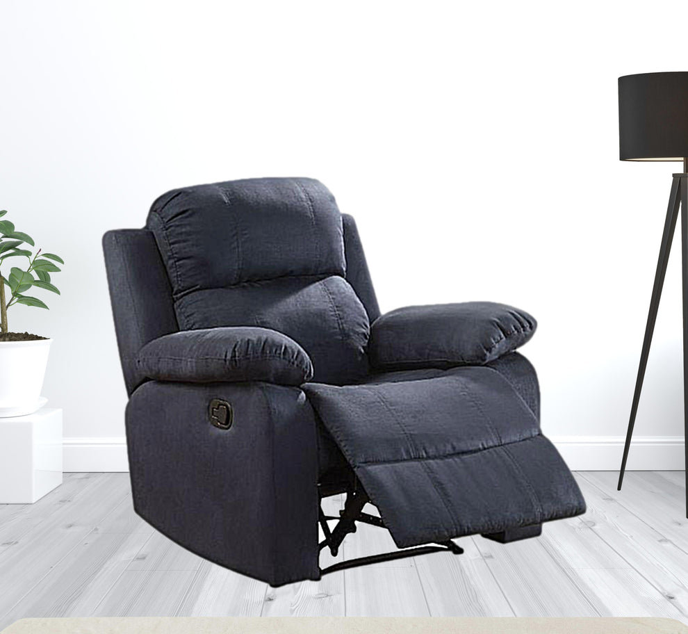 Microfiber Motion Recliner Chair in Blue By Homeroots | Recliners | Modishstore - 6