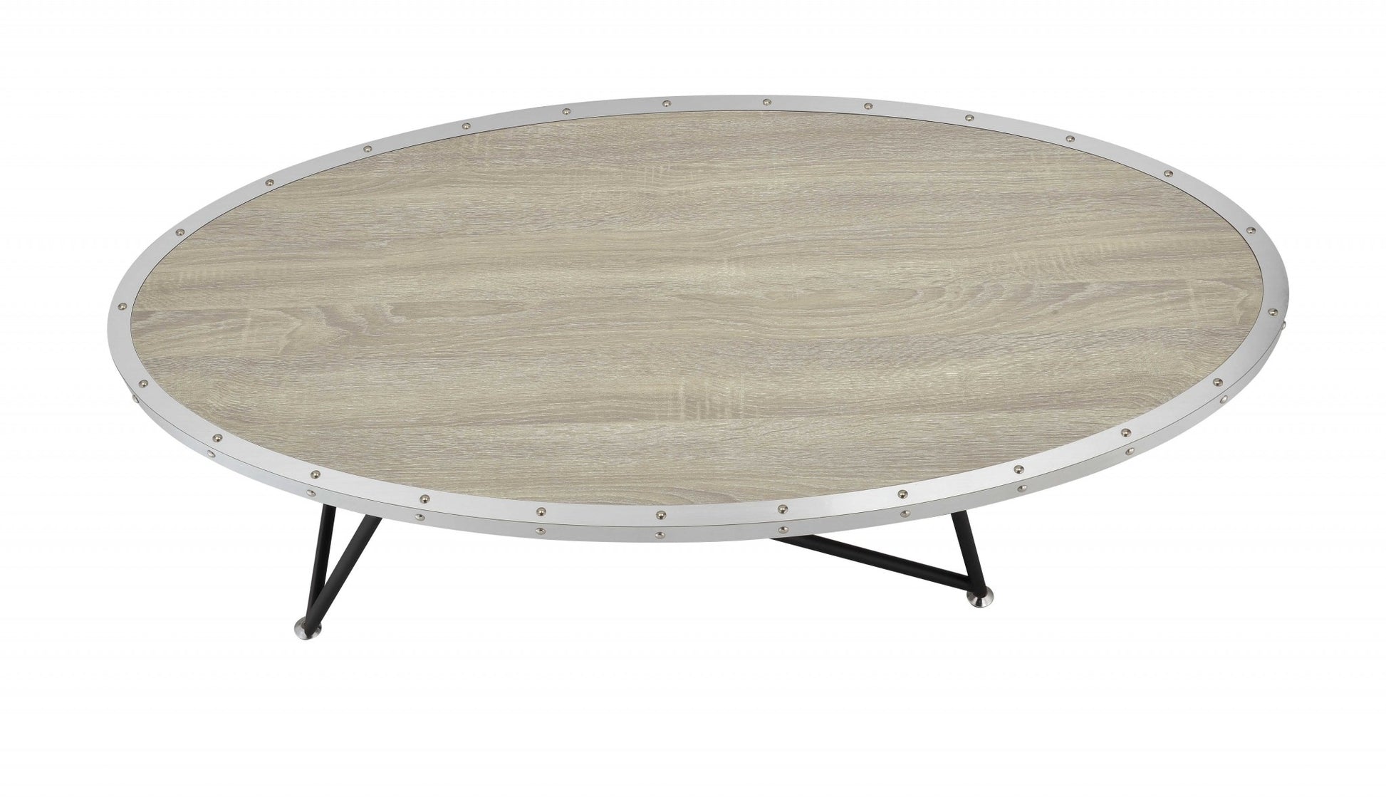 Natural and Black Wood And Iron Round Abstract Coffee Table By Homeroots | Coffee Tables | Modishstore - 1