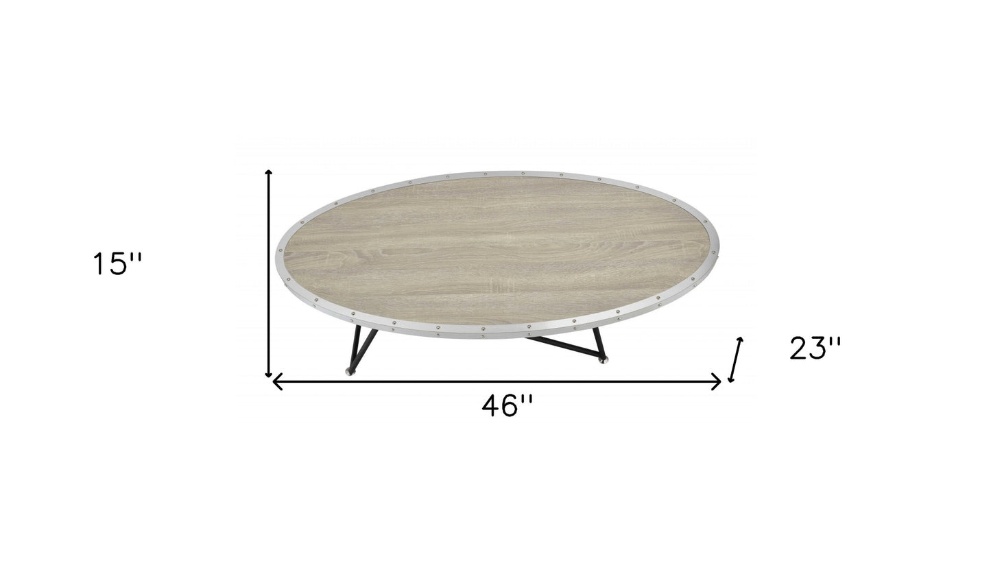 Natural and Black Wood And Iron Round Abstract Coffee Table By Homeroots | Coffee Tables | Modishstore - 3