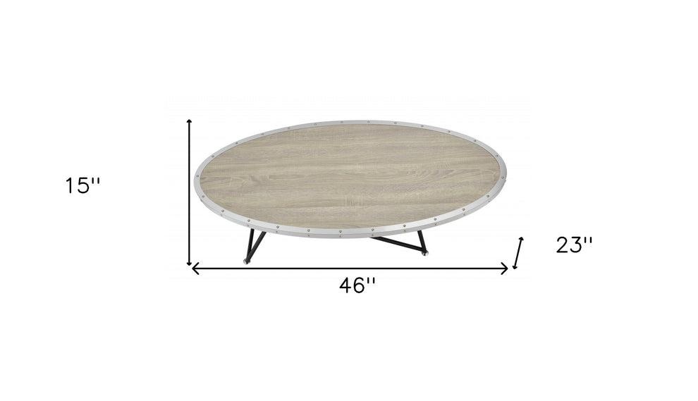 Natural and Black Wood And Iron Round Abstract Coffee Table By Homeroots | Coffee Tables | Modishstore - 3