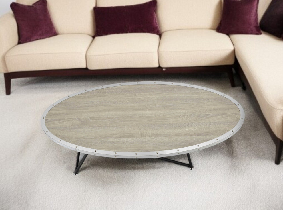 Natural and Black Wood And Iron Round Abstract Coffee Table By Homeroots | Coffee Tables | Modishstore - 6
