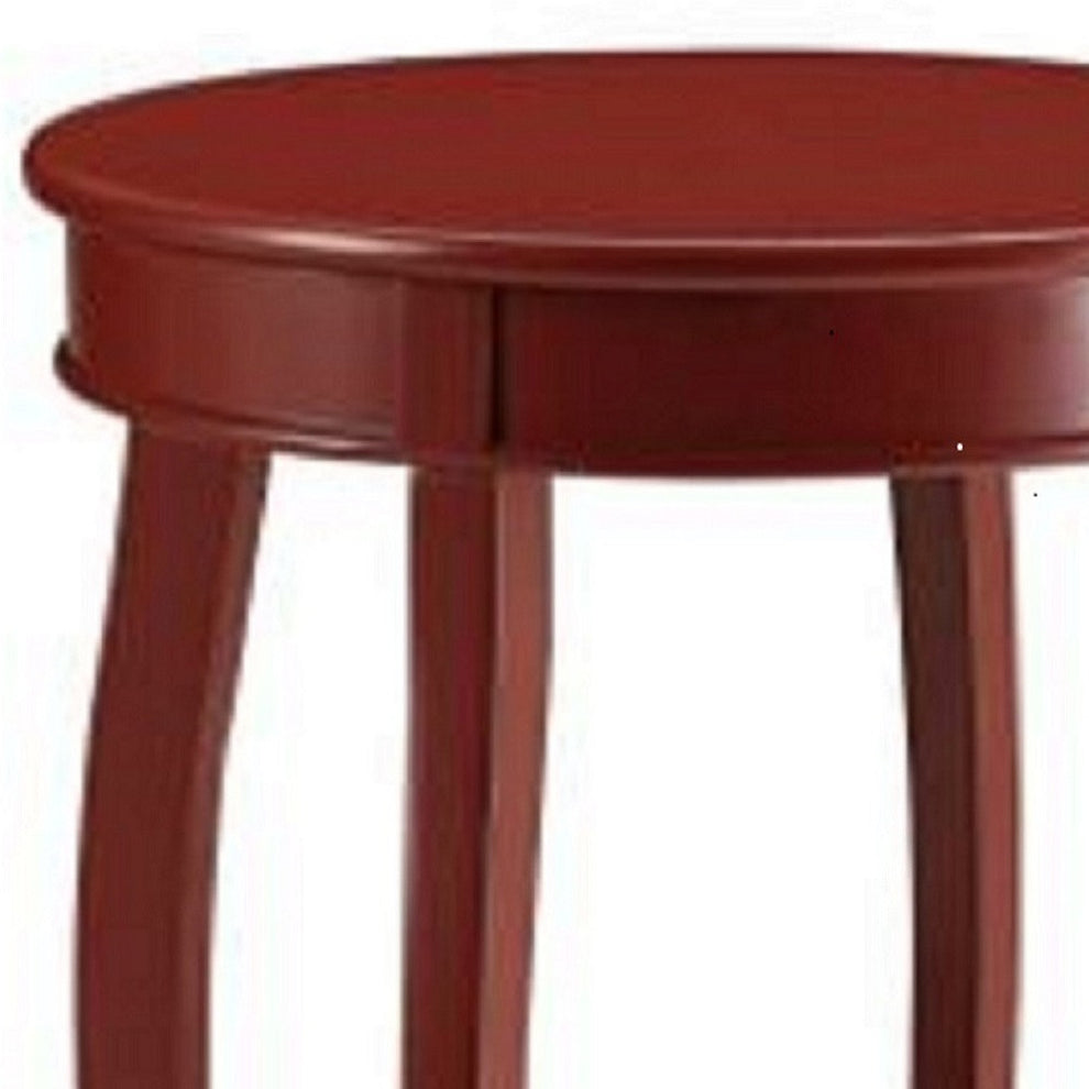 Red Wood Round End Table With Shelf By Homeroots | End Tables | Modishstore - 2