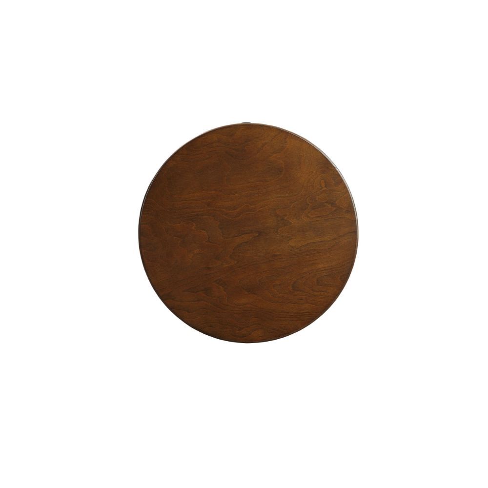 Brown Solid Wood Round End Table With Shelf By Homeroots | End Tables | Modishstore - 3