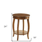 Brown Solid Wood Round End Table With Shelf By Homeroots | End Tables | Modishstore - 4