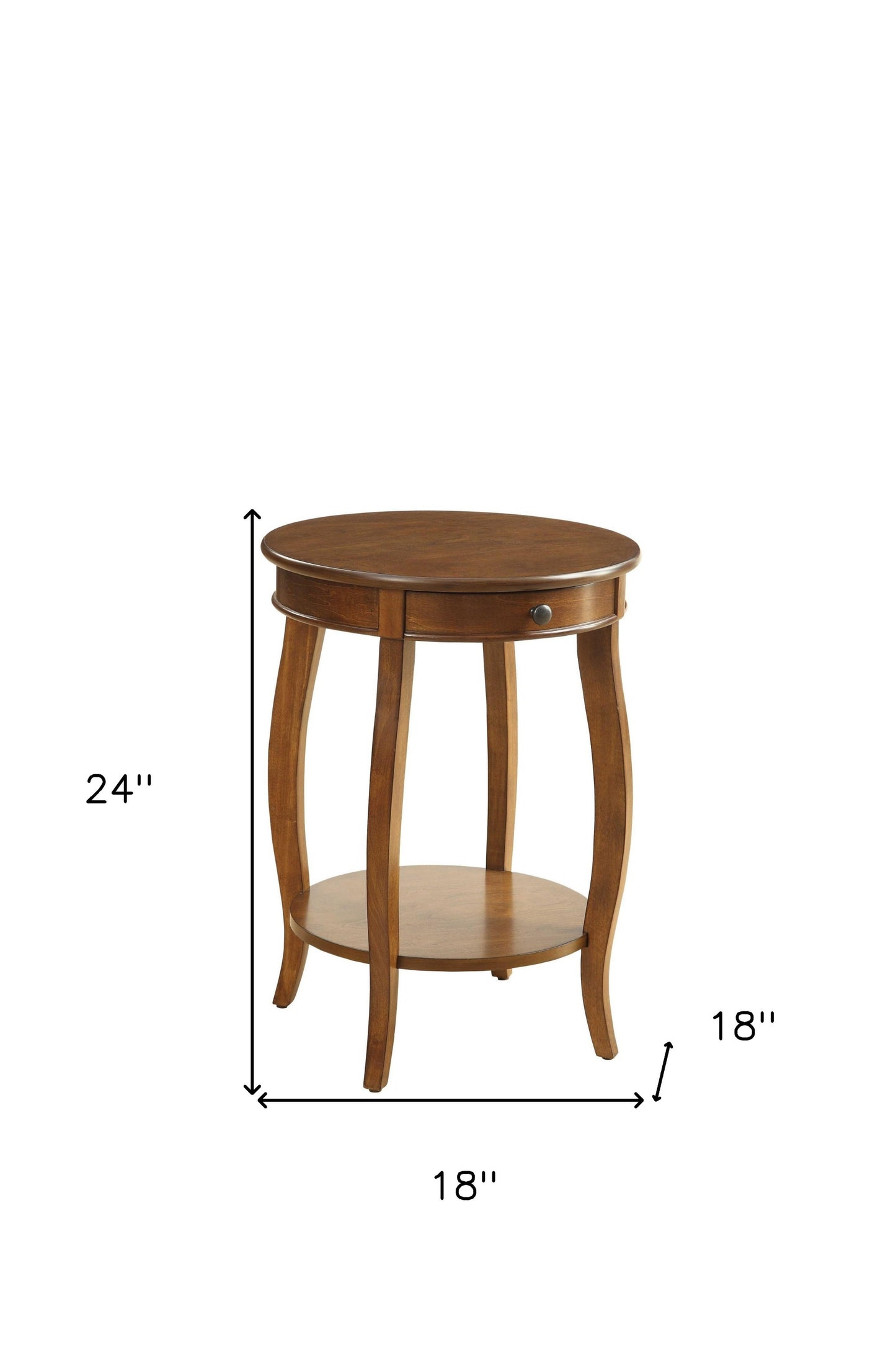 Brown Solid Wood Round End Table With Shelf By Homeroots | End Tables | Modishstore - 4