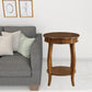 Brown Solid Wood Round End Table With Shelf By Homeroots | End Tables | Modishstore - 5