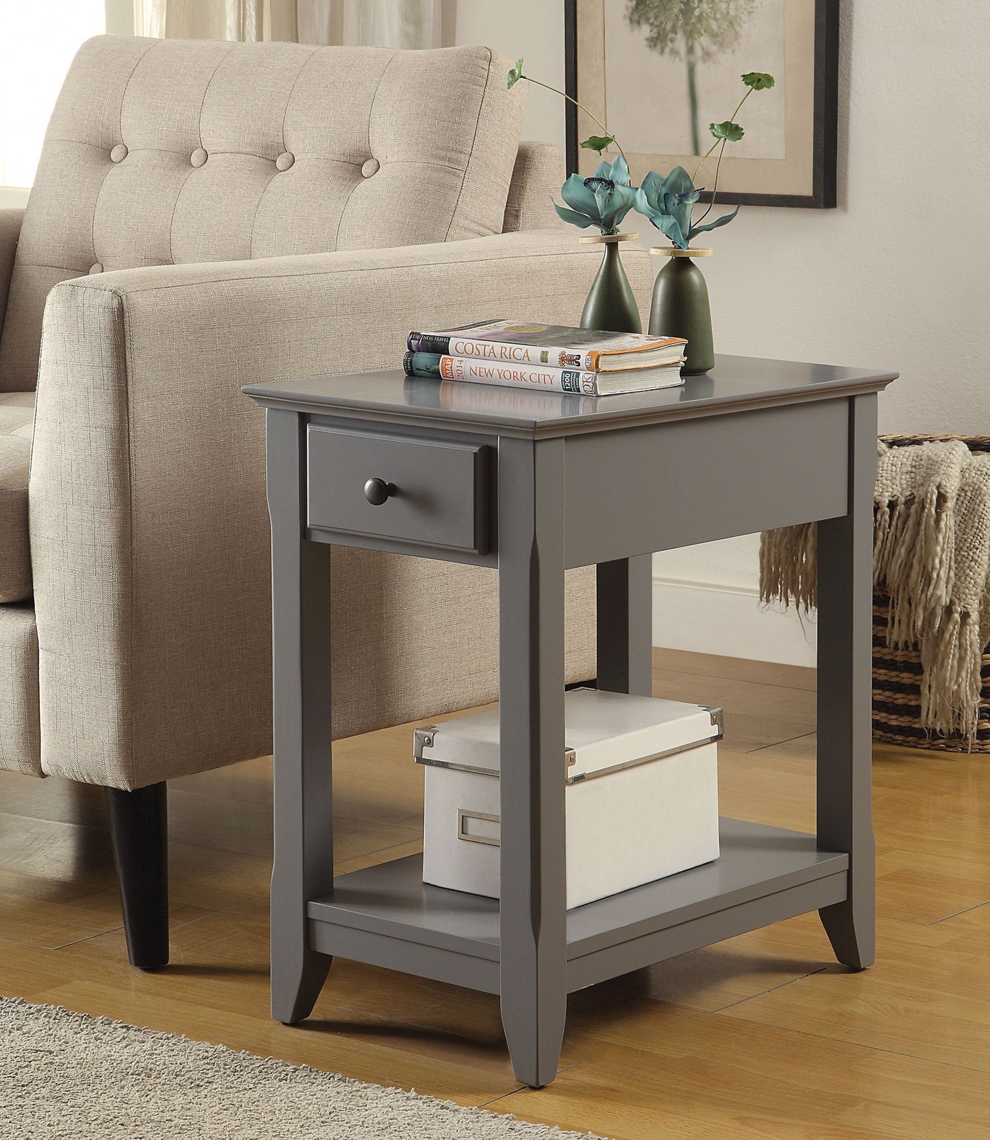 Gray Solid and Manufactured Wood End Table By Homeroots | End Tables | Modishstore - 8