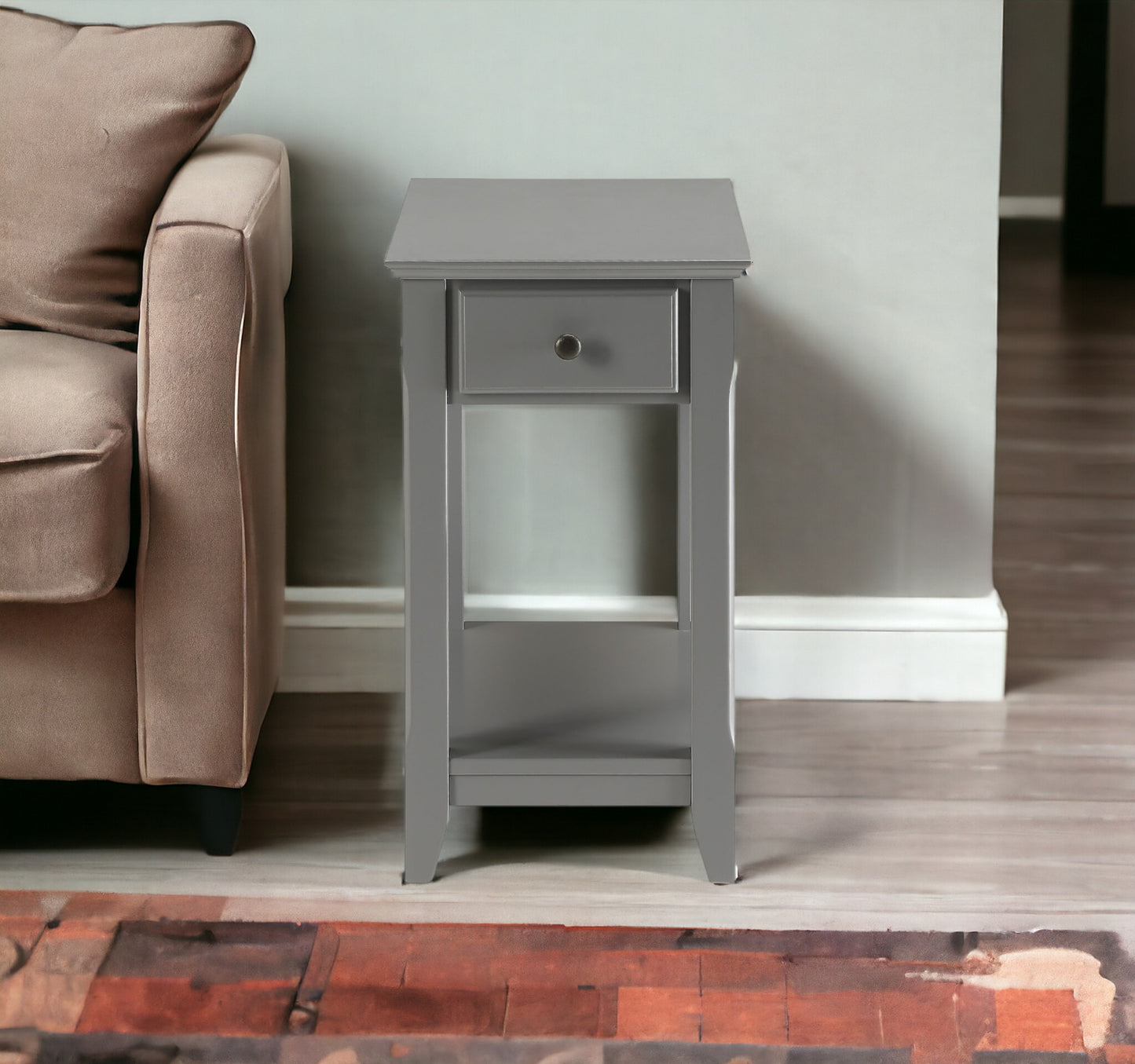 Gray Solid and Manufactured Wood End Table By Homeroots | End Tables | Modishstore - 2