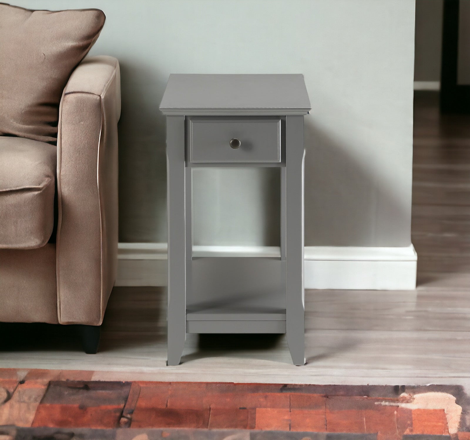 Gray Solid and Manufactured Wood End Table By Homeroots | End Tables | Modishstore - 2