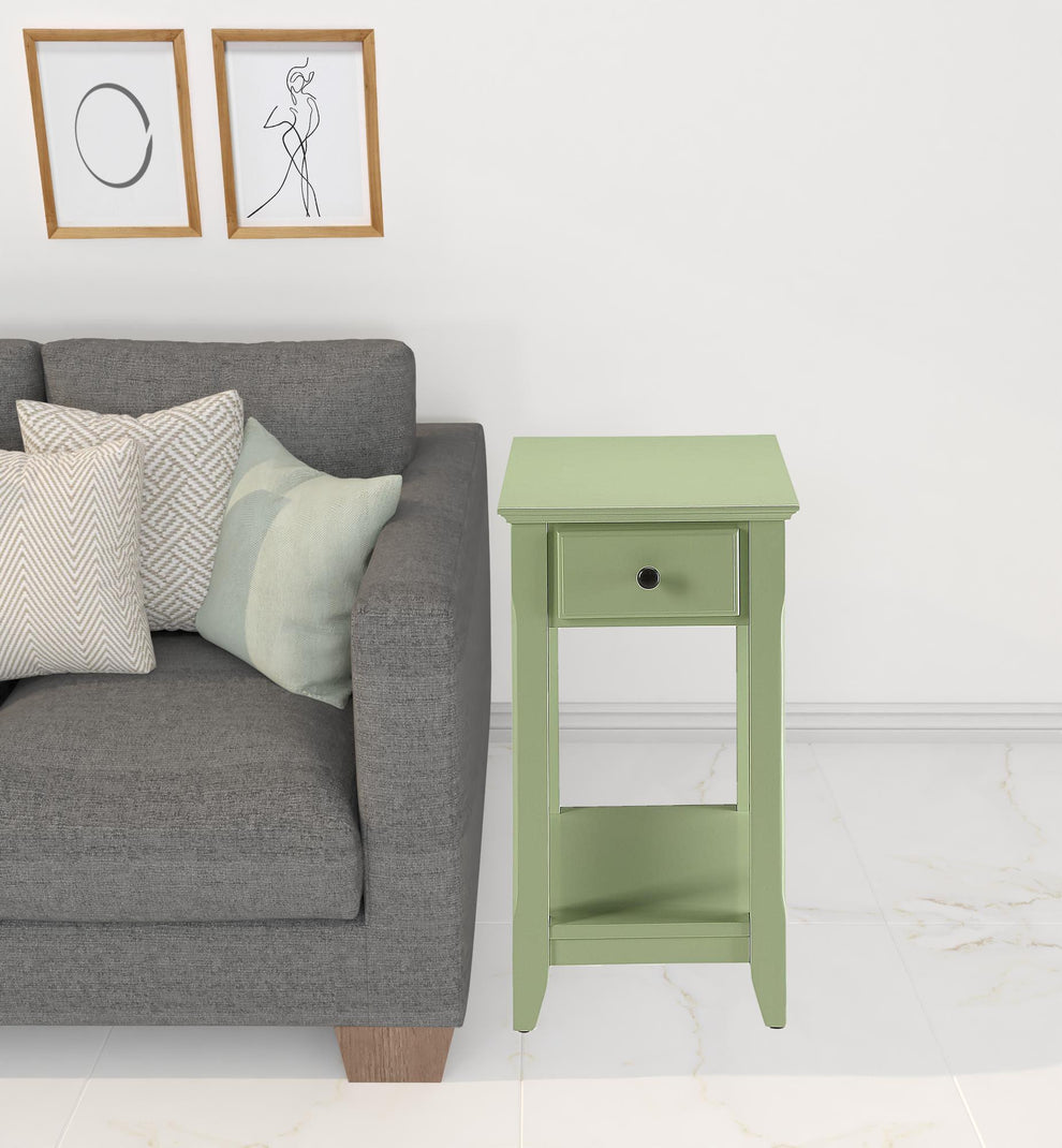 Pale Green Single Drawer End Table By Homeroots | End Tables | Modishstore - 2