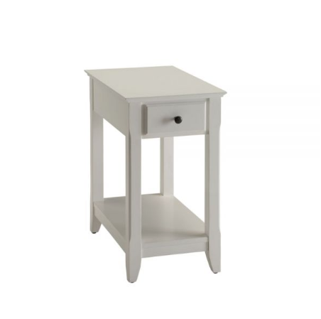 White Solid and Manufactured Wood End Table With Drawer And Shelf By Homeroots | End Tables | Modishstore - 4