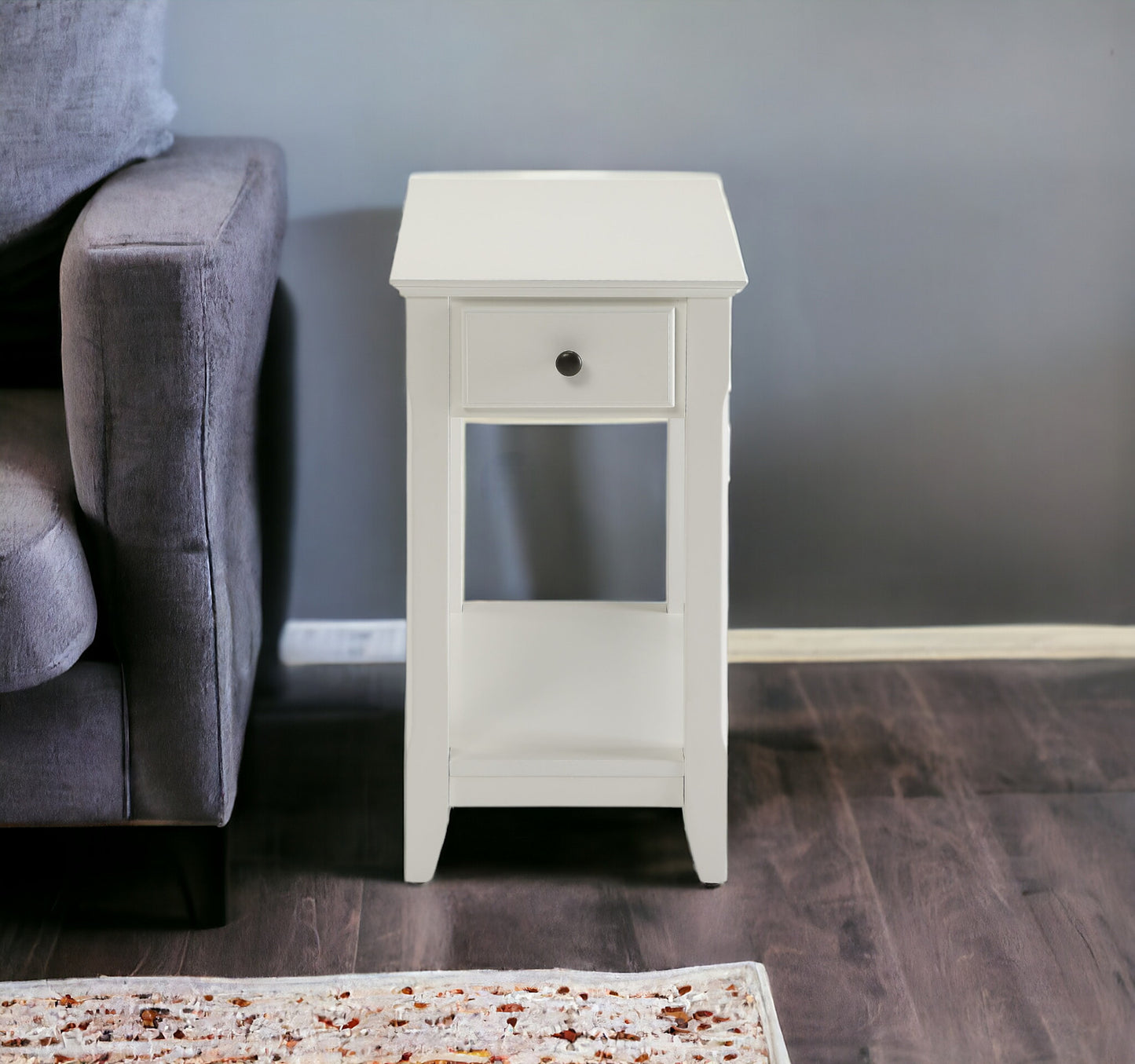 White Solid and Manufactured Wood End Table With Drawer And Shelf By Homeroots | End Tables | Modishstore - 2